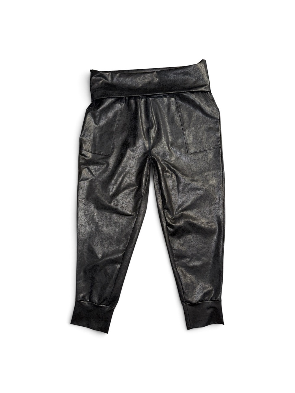 Offline by Aerie Large Black Faux Leather Goth darkcore Jogger Pants